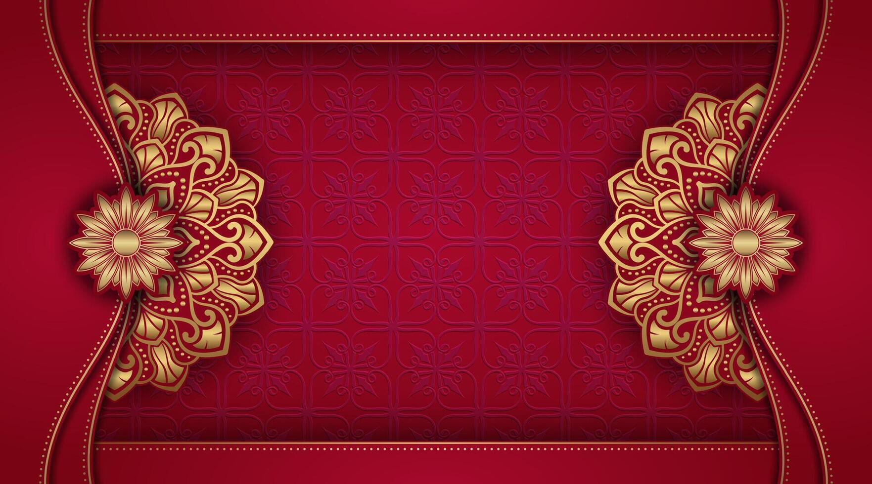 Red luxury background with mandala ornament vector