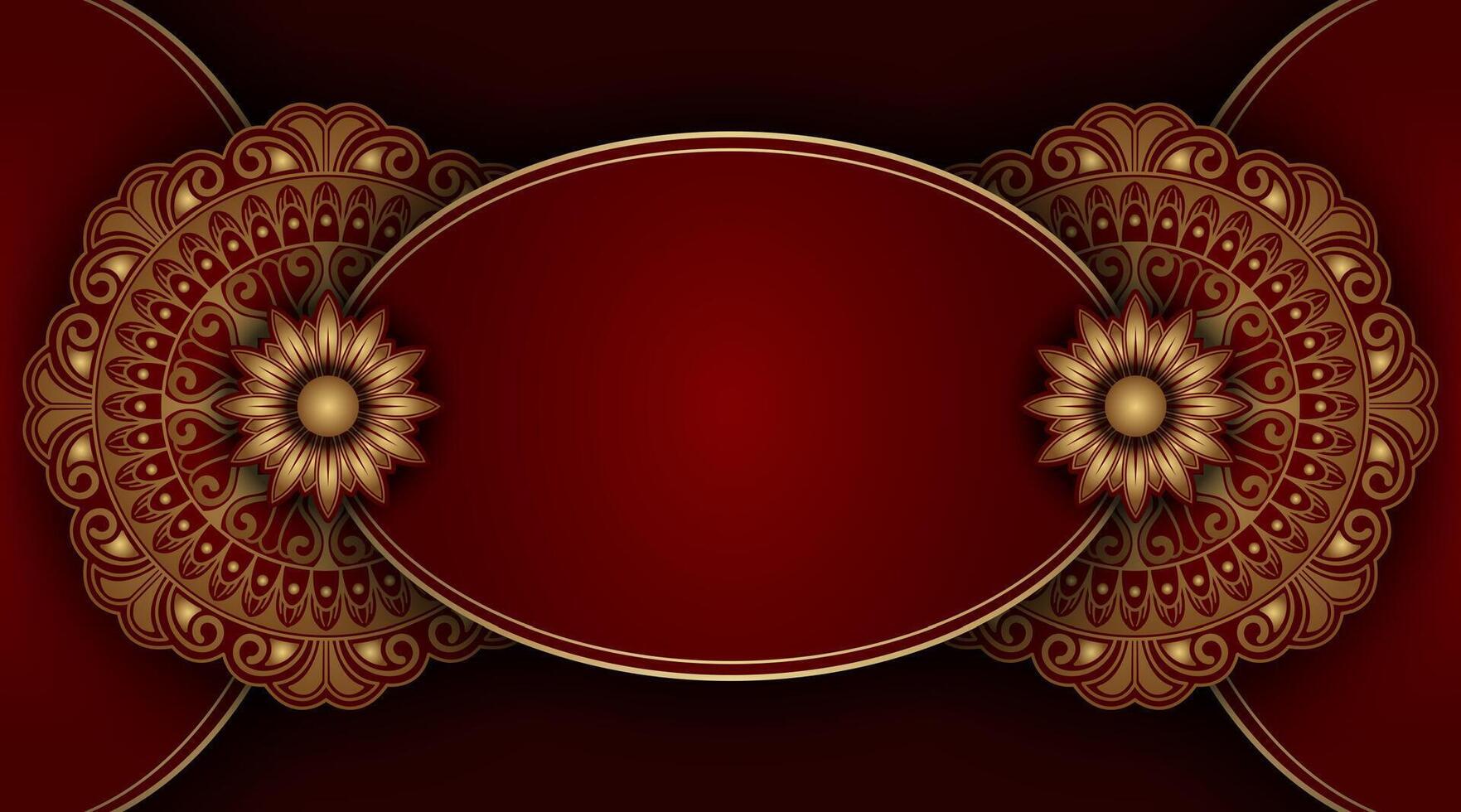 luxury red background with mandala ornament vector