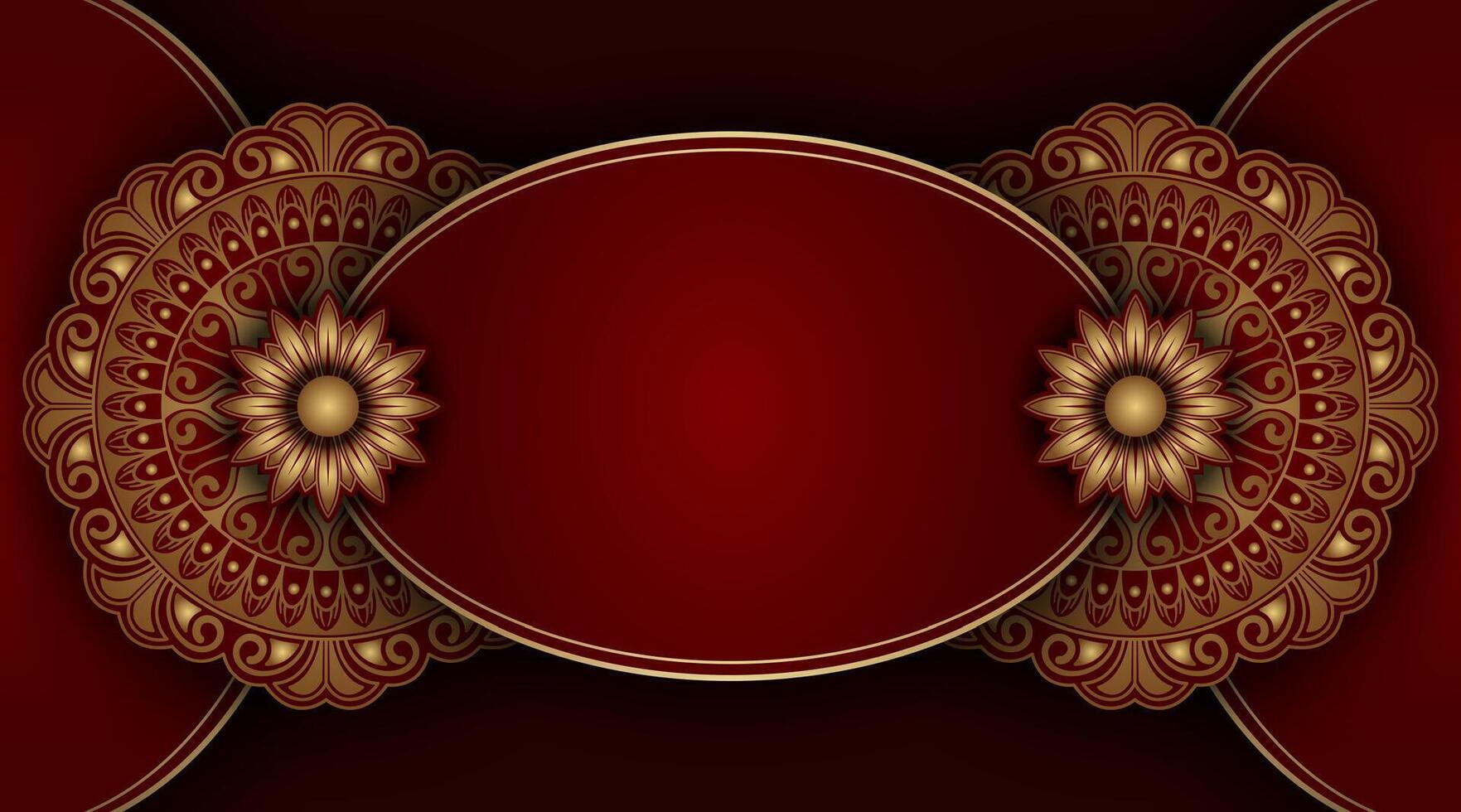 lujo rojo antecedentes con mandala ornamento vector