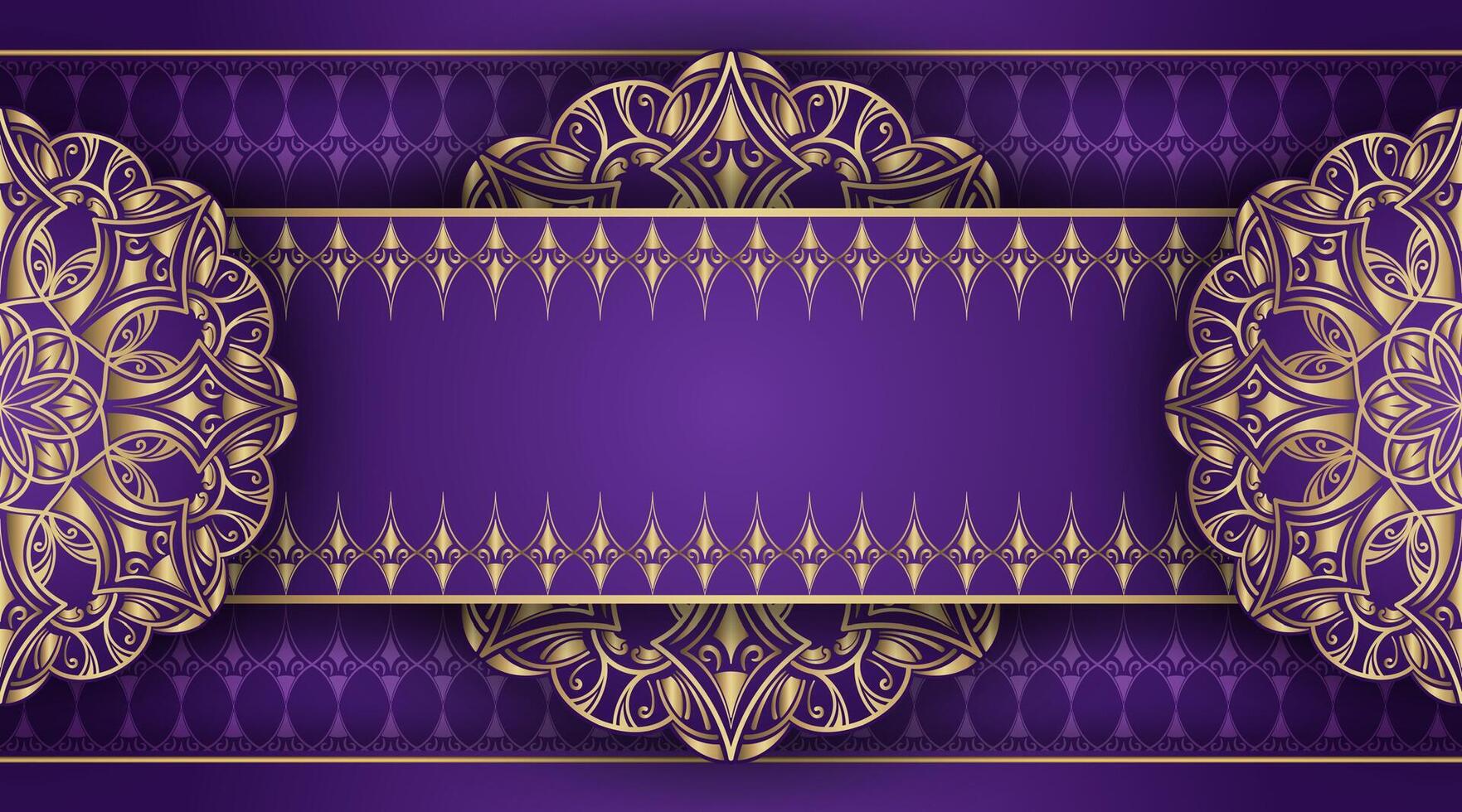 purple luxury background with gold mandala ornament vector