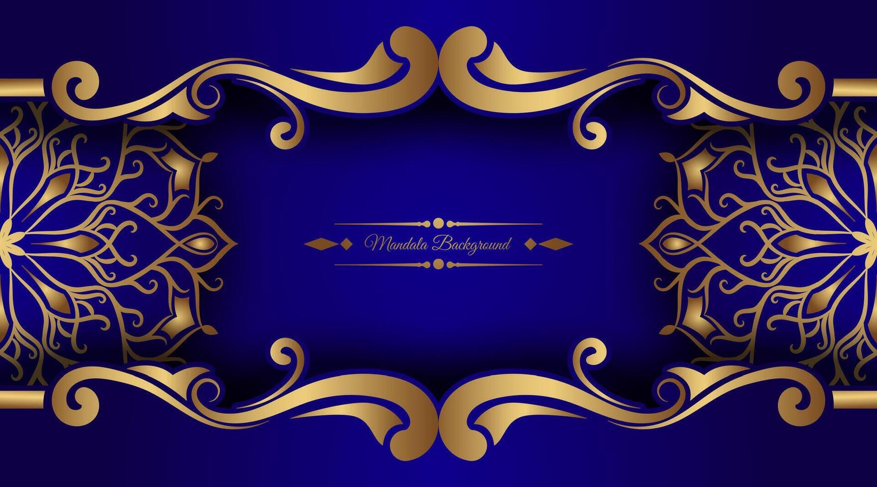 dark blue background, with gold mandala ornaments vector