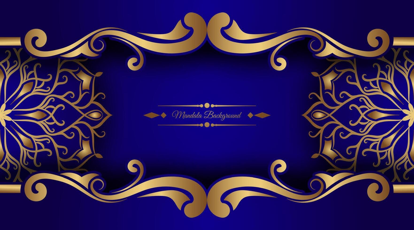 dark blue background, with gold mandala ornaments vector