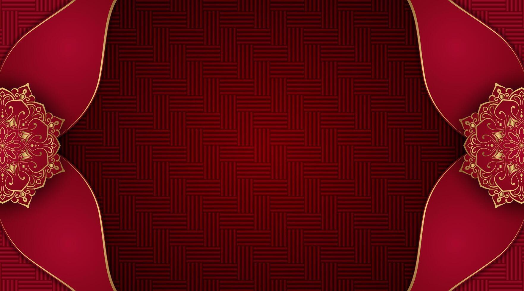 Red luxury background with mandala ornament vector