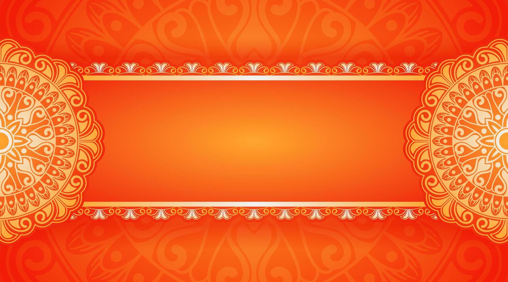 red and yellow background with mandala decoration vector