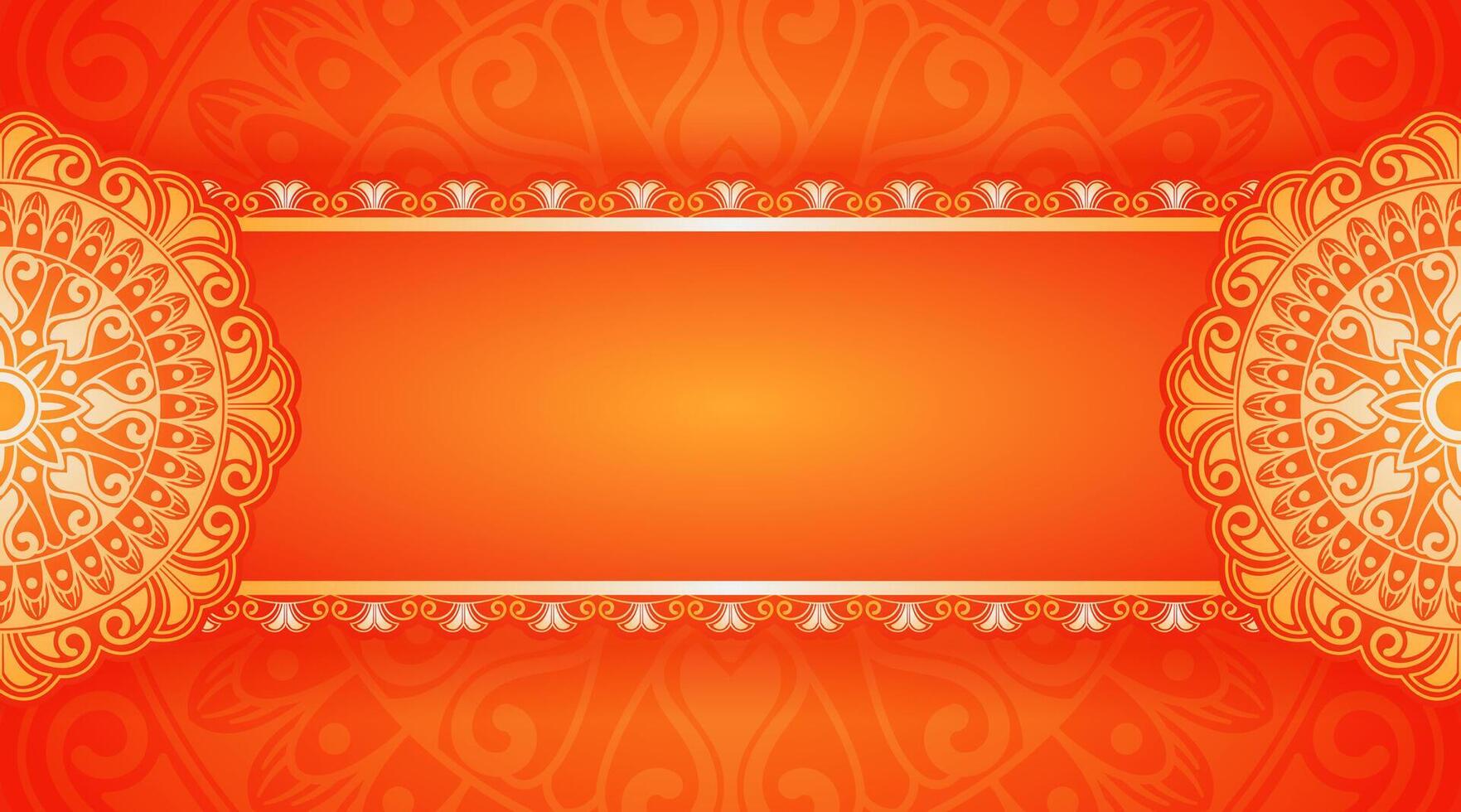 red and yellow background with mandala decoration vector