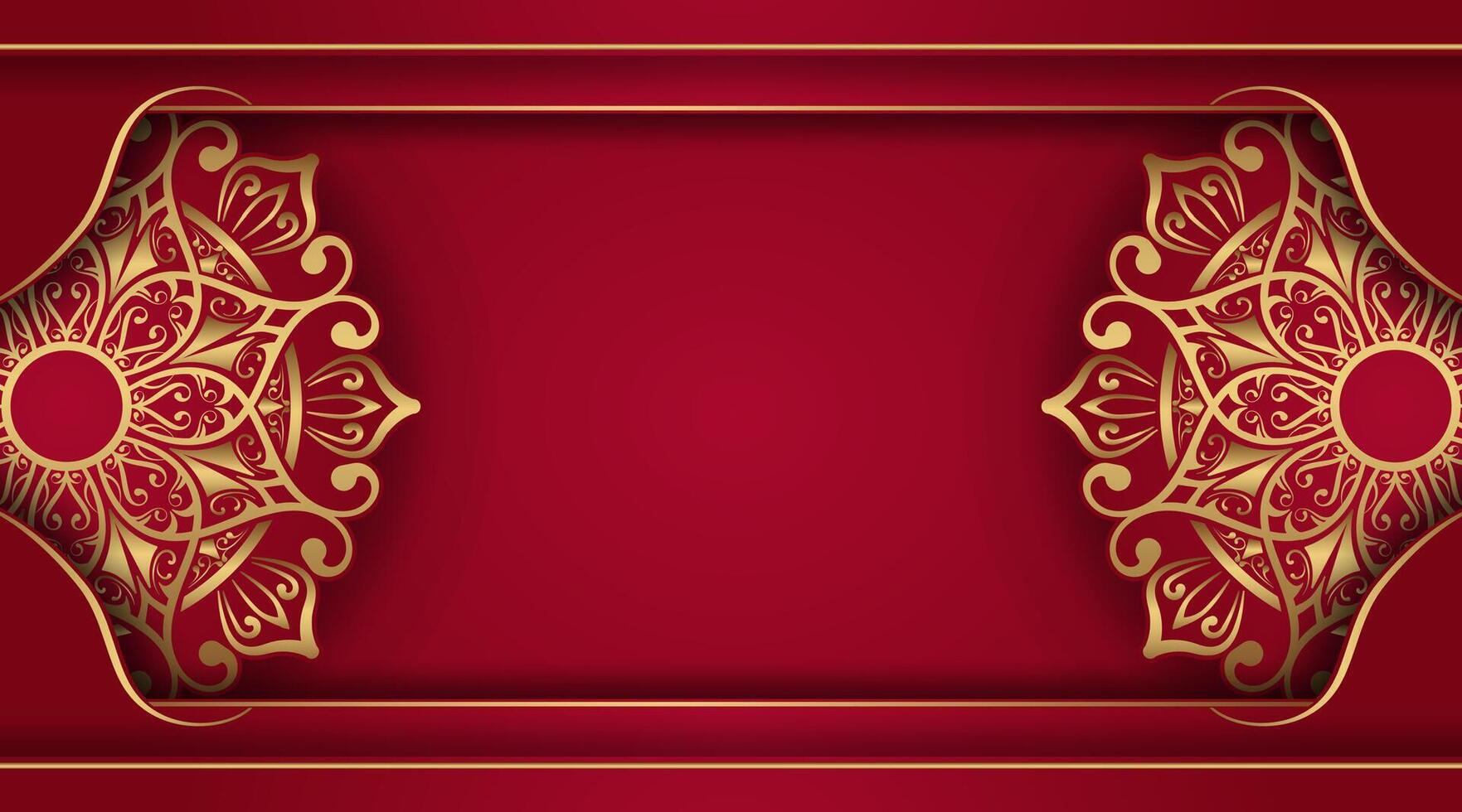 Red luxury background with mandala ornament vector