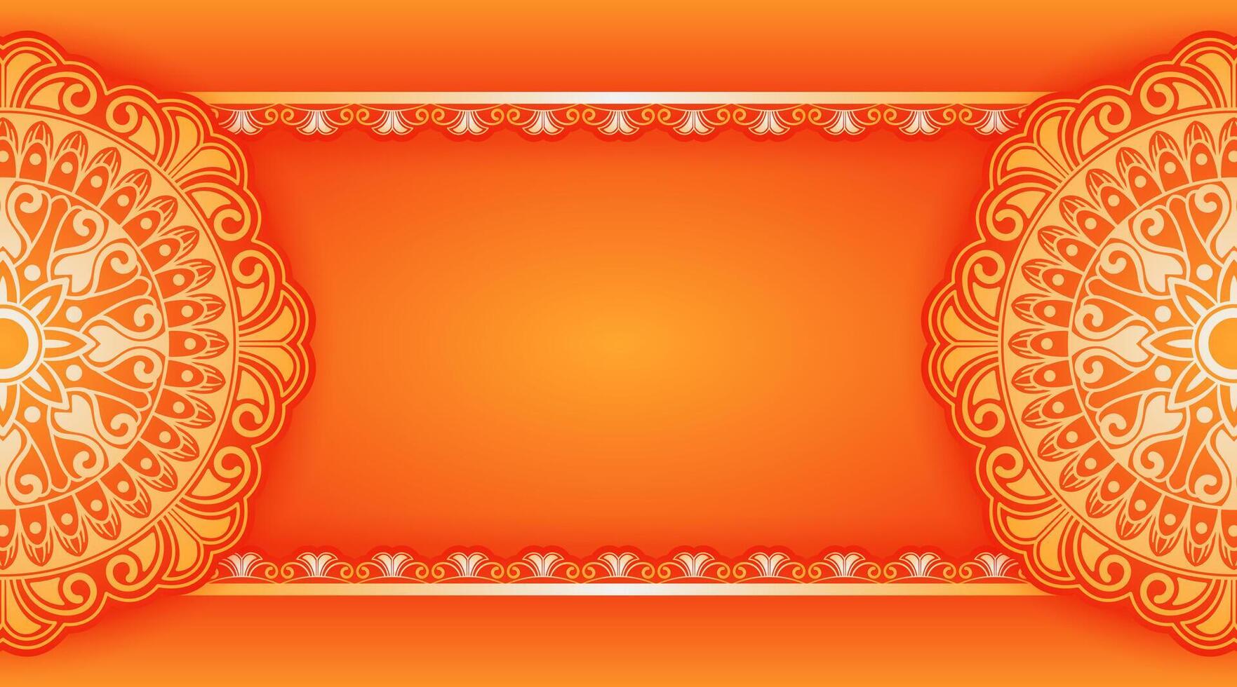 red and yellow background with mandala decoration vector