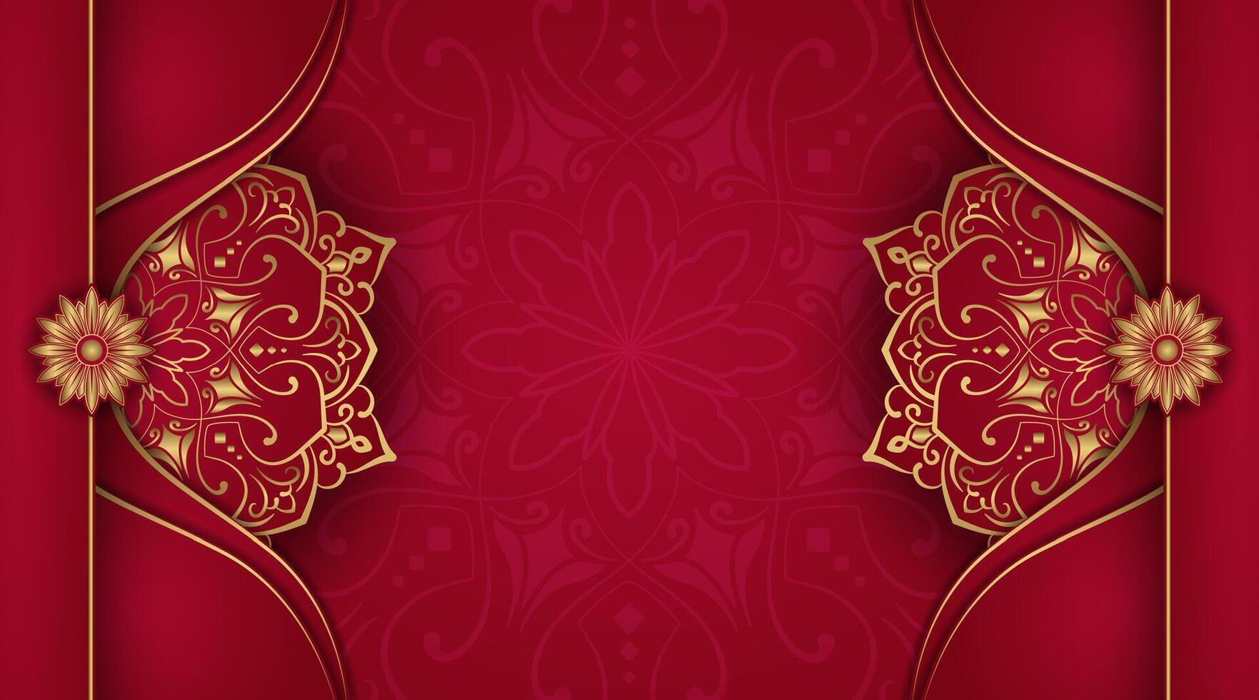 Red luxury background with mandala ornament vector