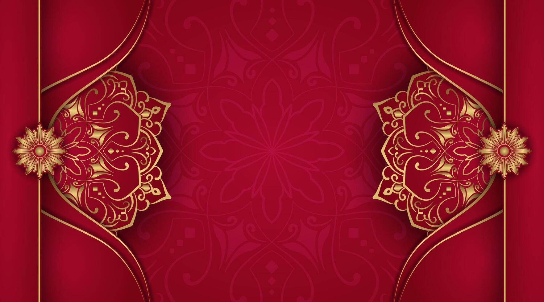 rojo lujo antecedentes con mandala ornamento vector