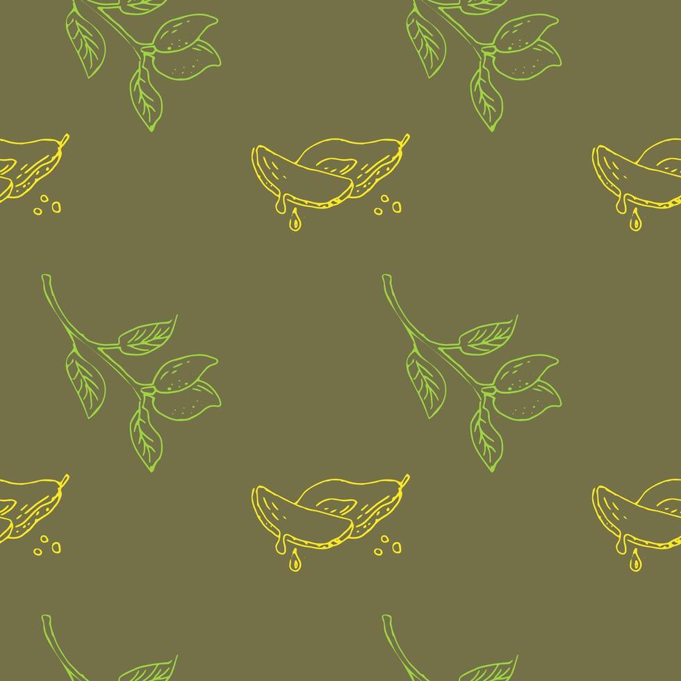 Seamless pattern with mango on dark background vector