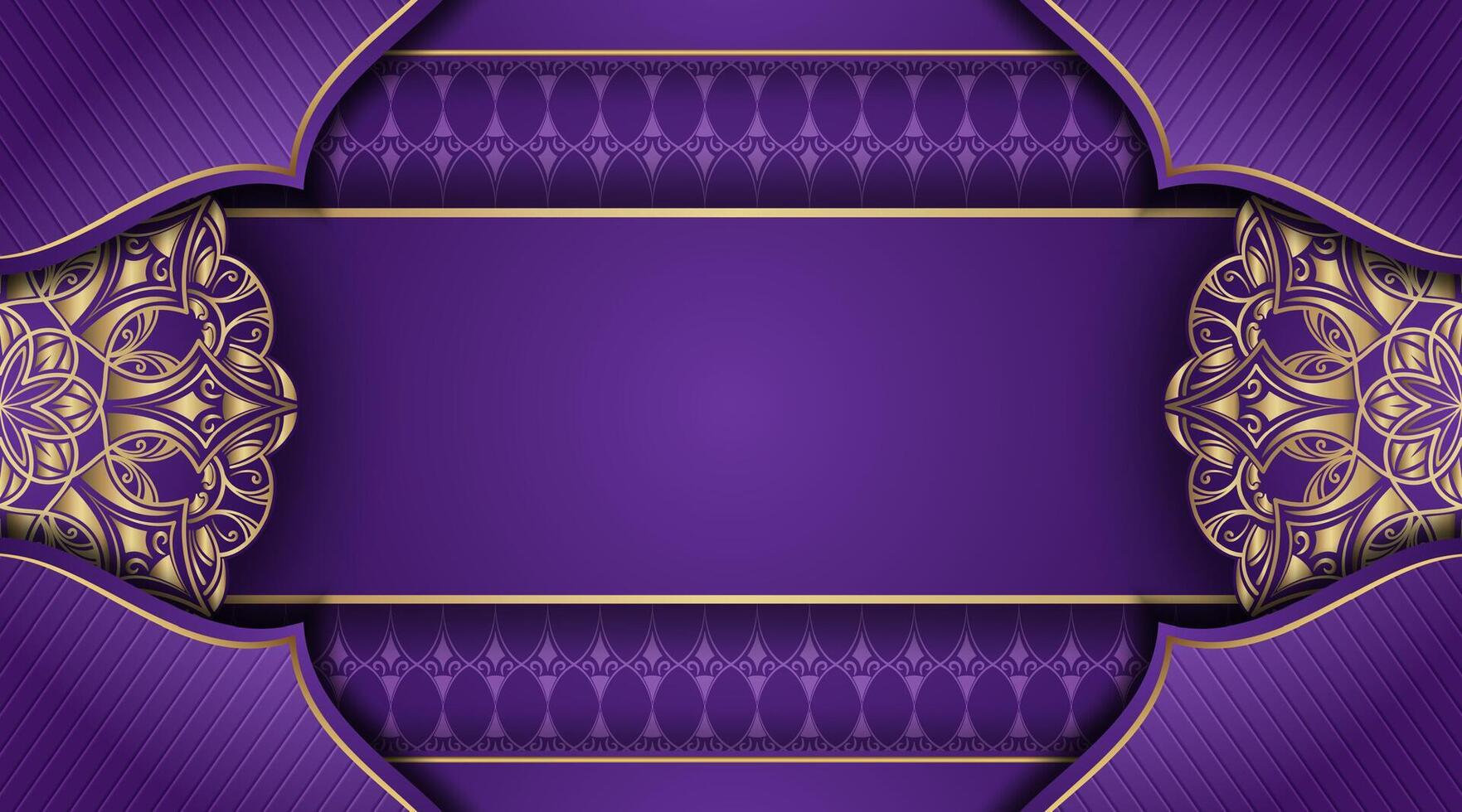 púrpura lujo antecedentes con oro mandala ornamento vector
