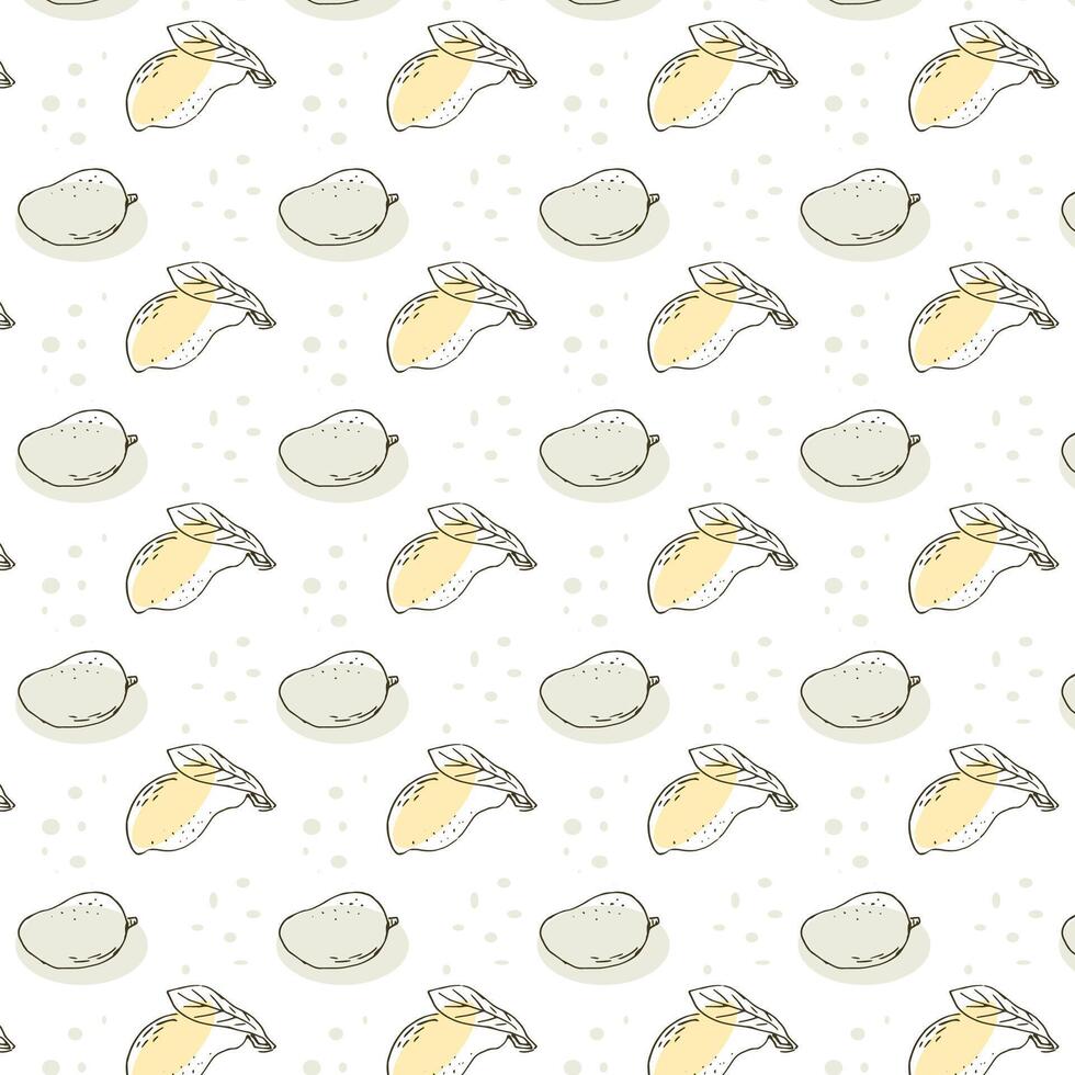 Seamless pattern with mango, tropical fruit background vector