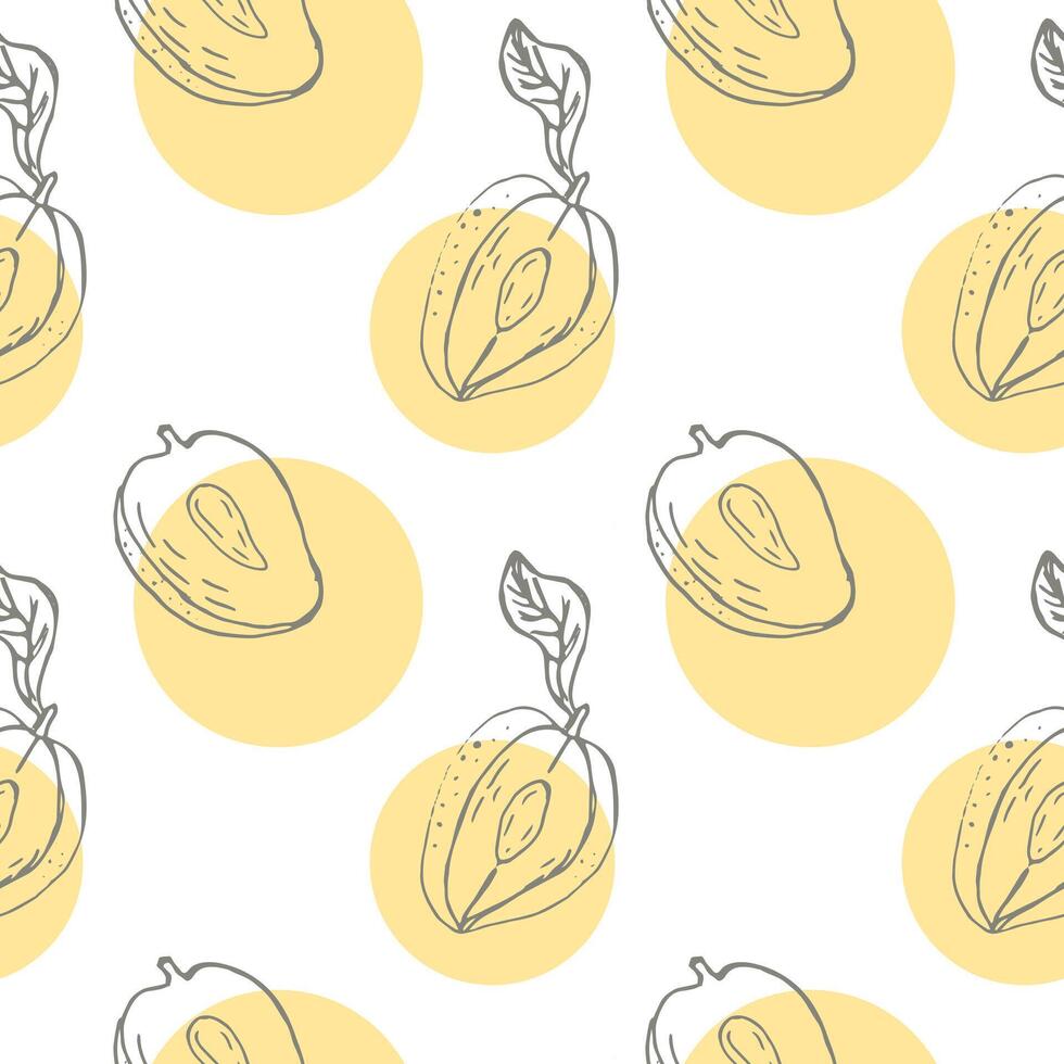 Seamless pattern with mango, tropical fruit background vector