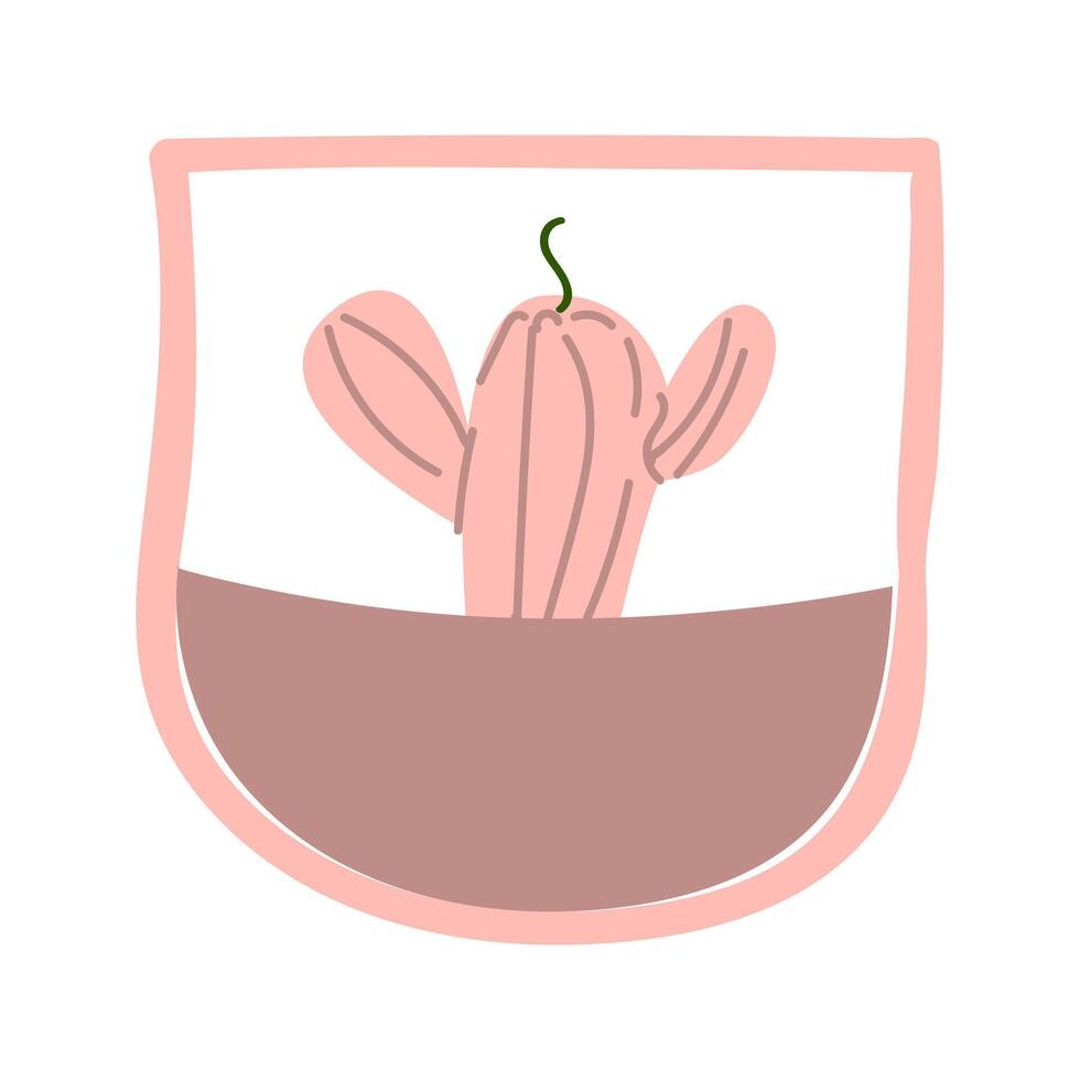 Trendy candle cactus in glass, hand made concept vector