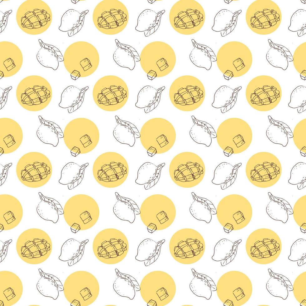 Seamless pattern with mango, tropical fruit background with round vector