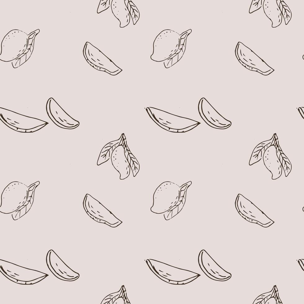 Seamless pattern with mango, tropical fruit background vector