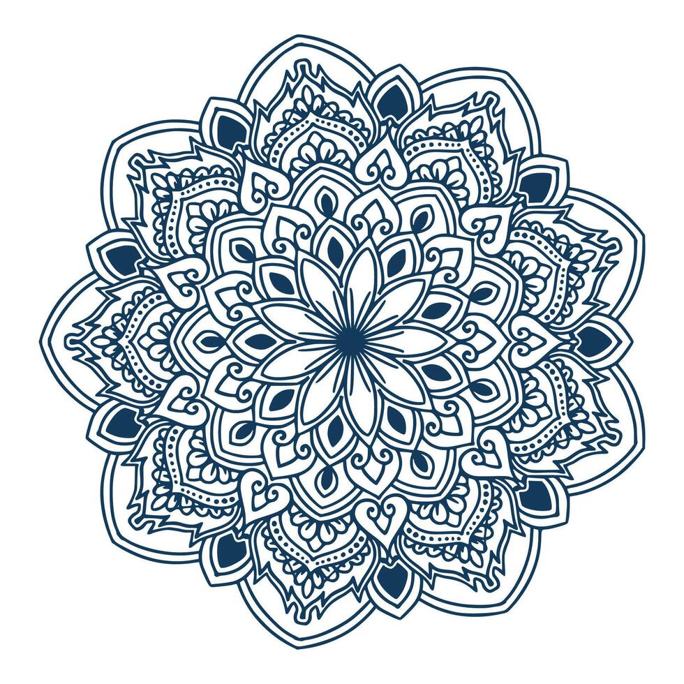 mandala azul decorativa sobre fondo blanco vector