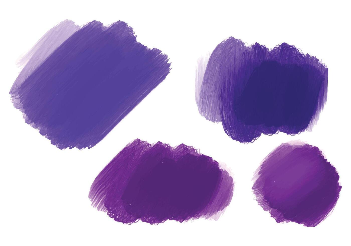 Ink paint purple brush stroke splatter set design vector