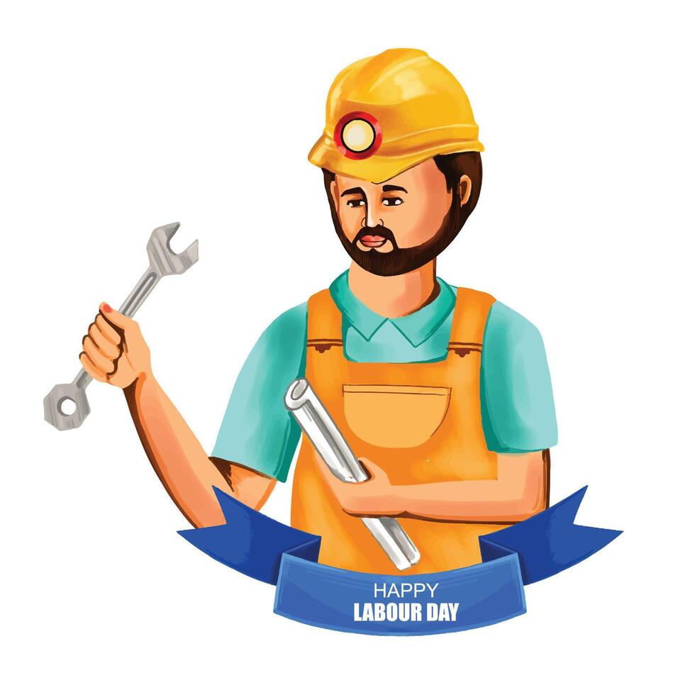 Happy labour day on workar card design vector
