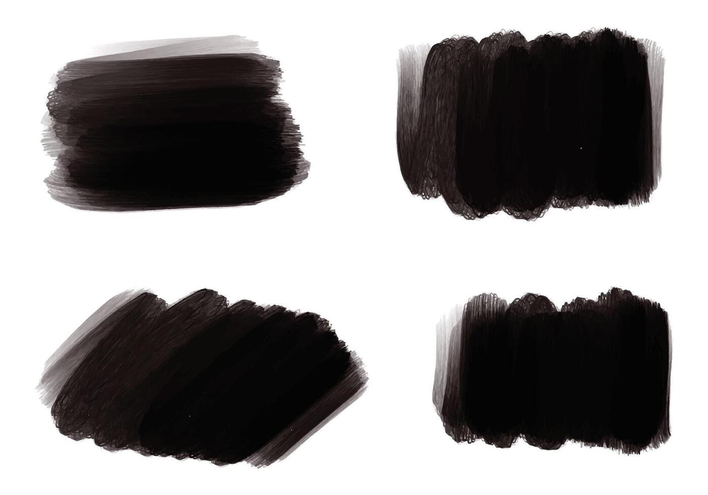 Ink paint black brush stroke splatter set design vector