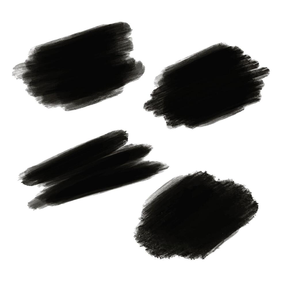 Black Ink brush stroke set design vector