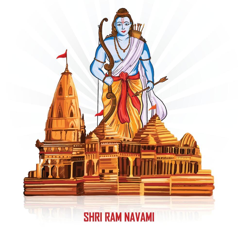 Ram navami hindu festival card celebration background vector
