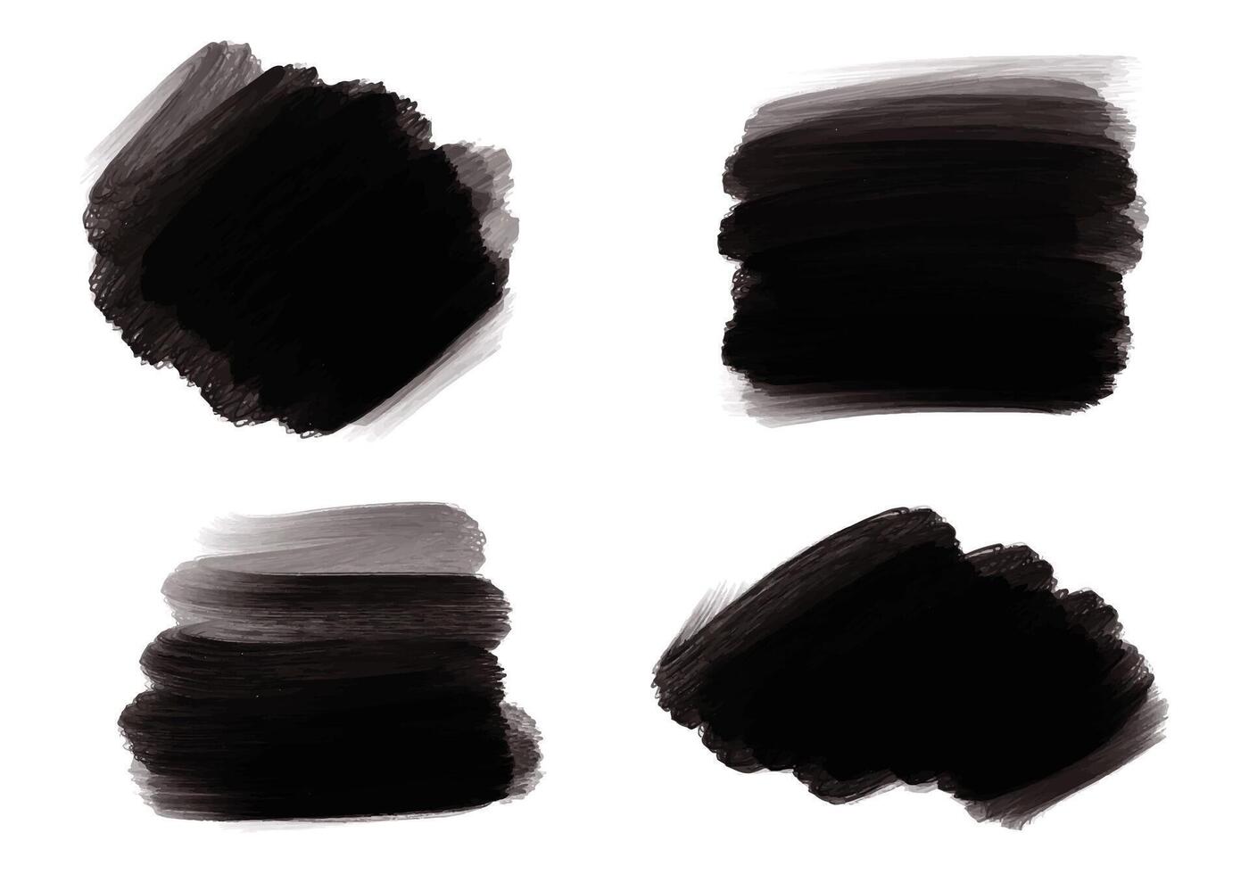 Ink paint black brush stroke splatter set design vector