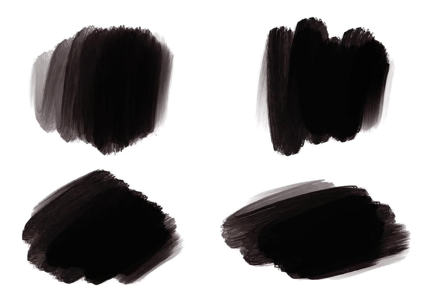 Black watercolor brush stroke set design vector