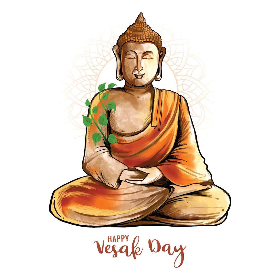 Happy buddha purnima vesak day traditional card background vector