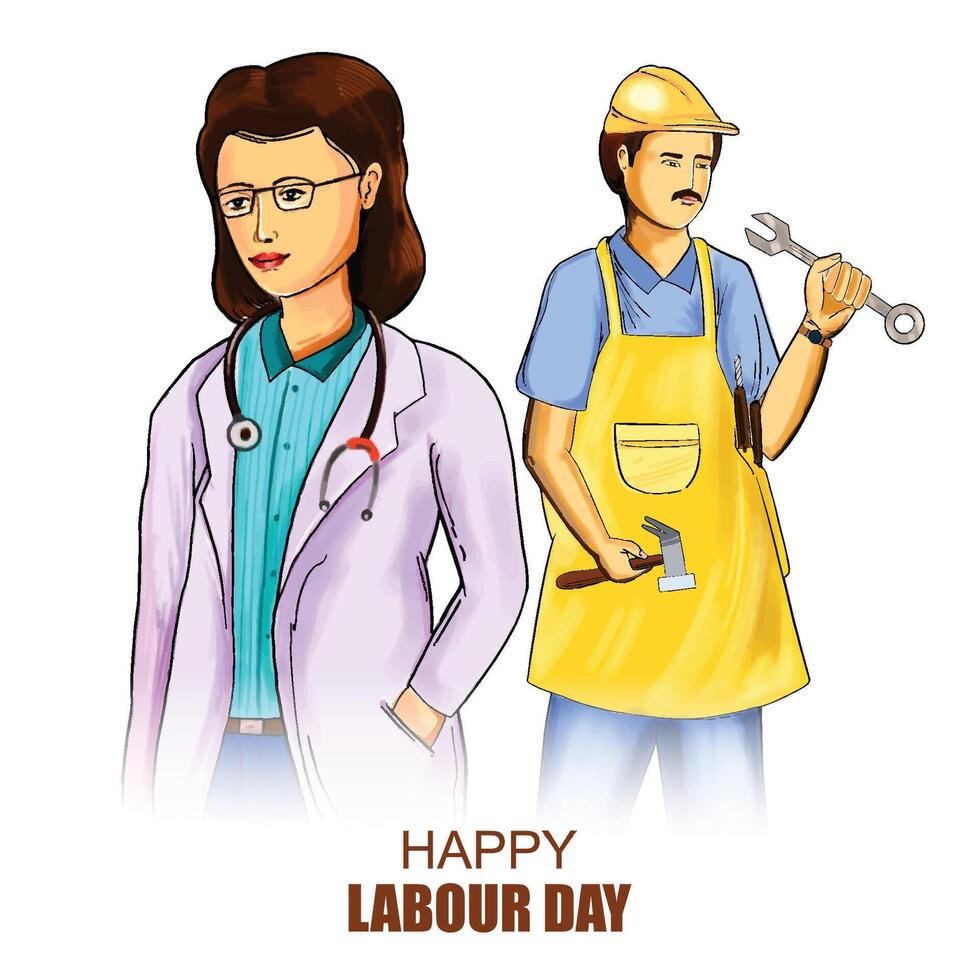 1st may happy labour day its international worker's day card design vector