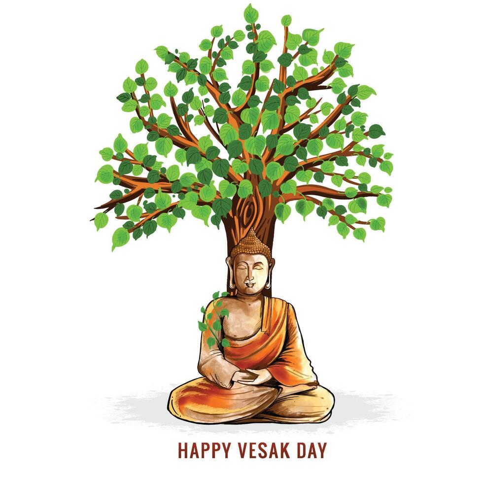 Illustration for happy vesak day celebration card background vector