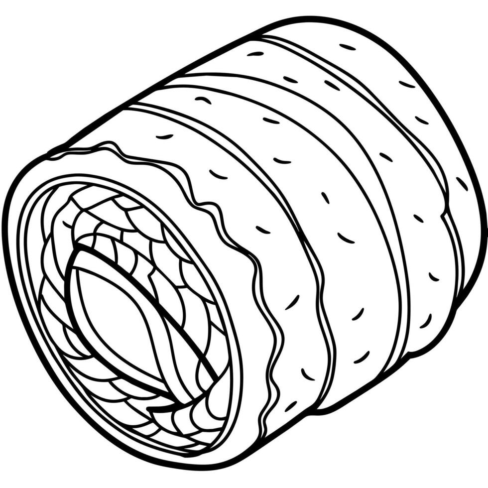 Sushi Roll outline illustration coloring book page line art drawing vector