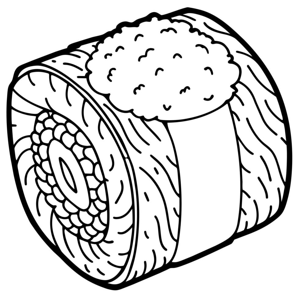 Sushi Roll outline illustration coloring book page line art drawing vector