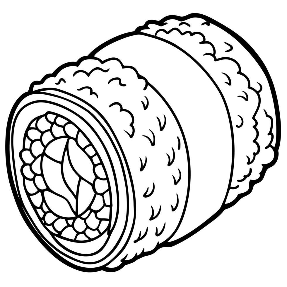 Sushi Roll outline illustration coloring book page line art drawing vector