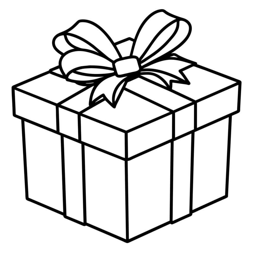 Gift Box outline illustration digital coloring book page line art drawing vector