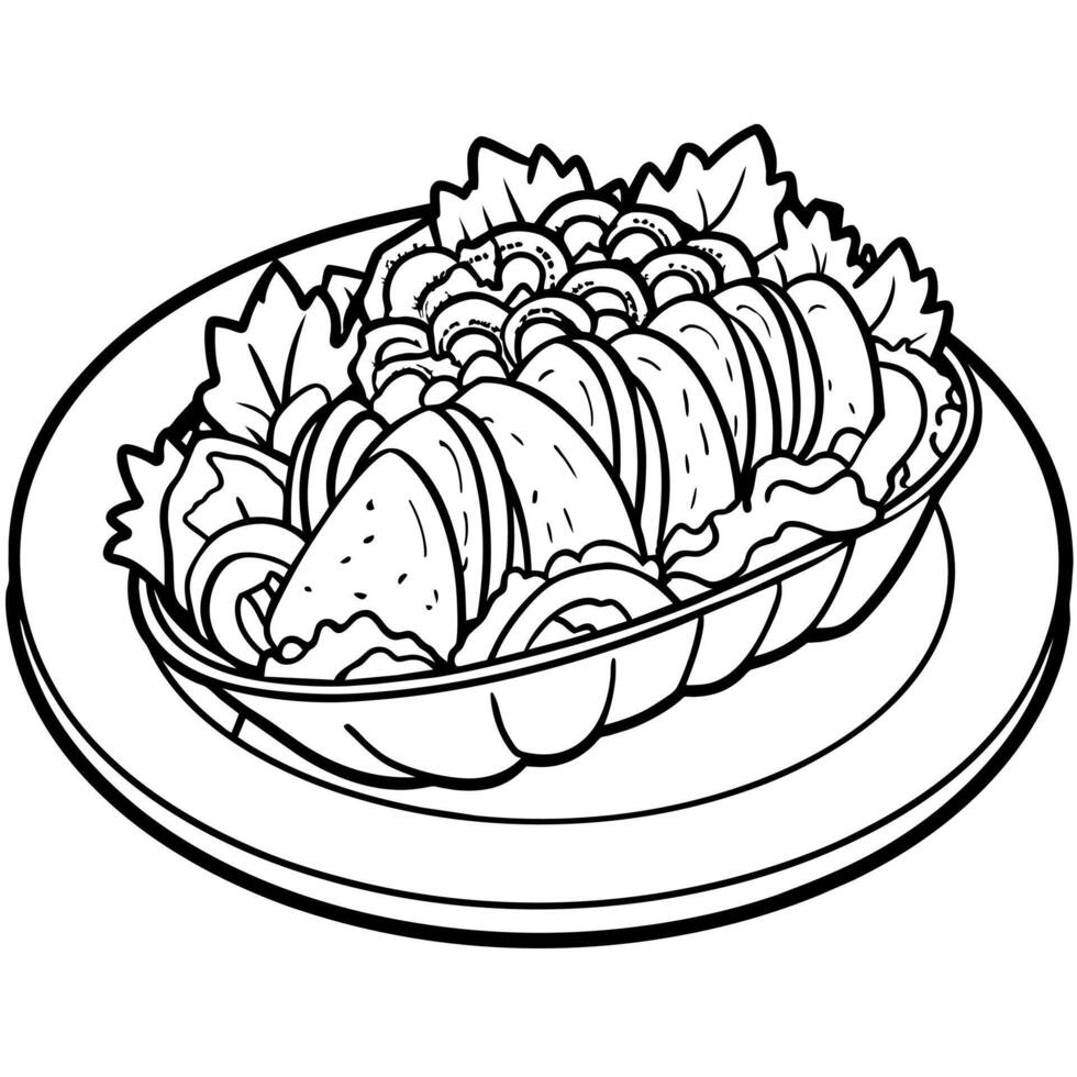 Kebab outline illustration digital coloring book page line art drawing vector