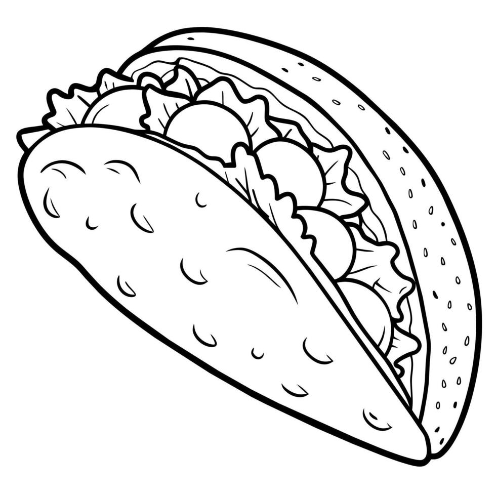 Taco outline illustration coloring book page line art drawing vector