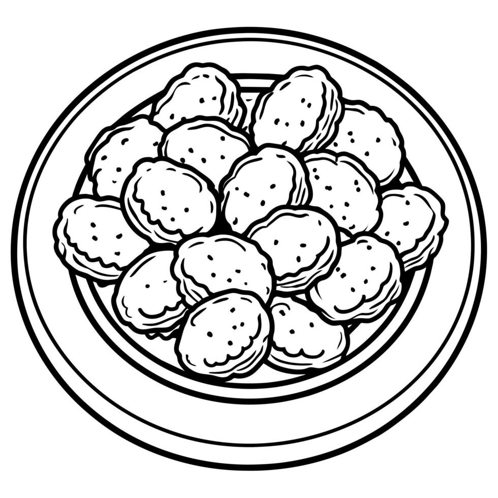 Chicken Nuggets outline illustration digital coloring book page line art drawing vector
