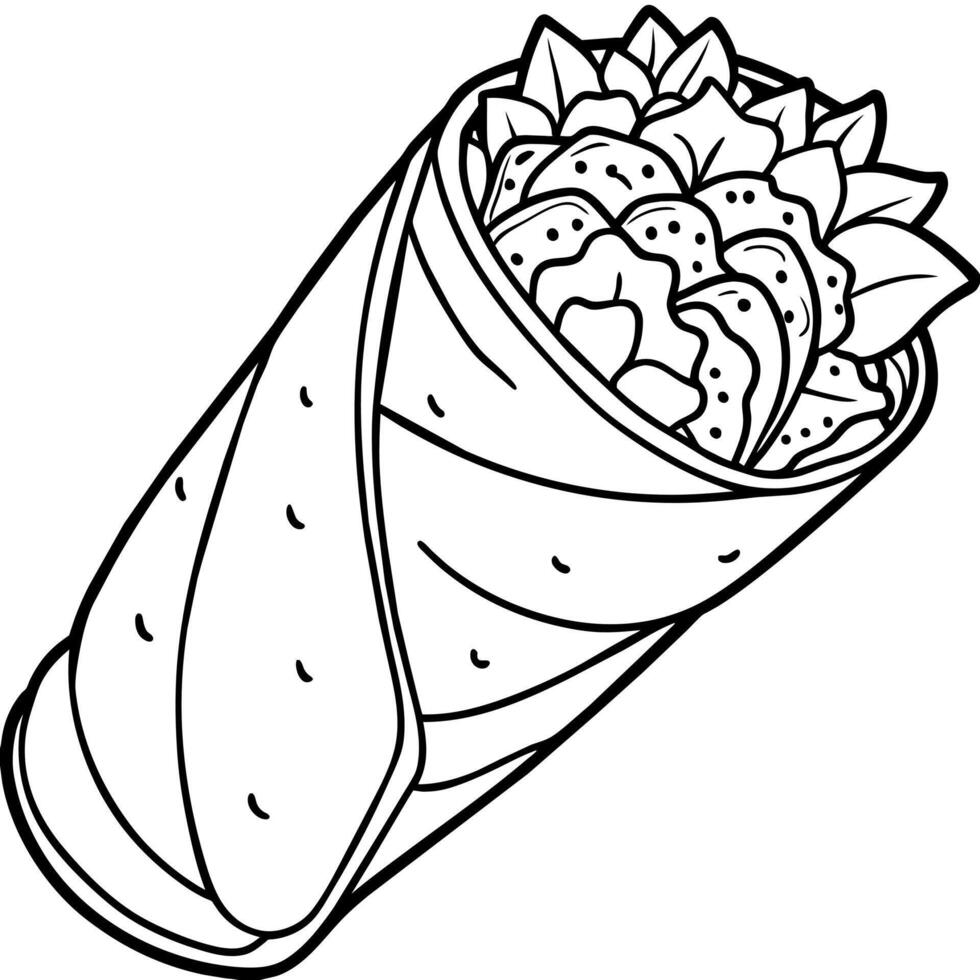 burrito digital contorno colorante página ilustración vector