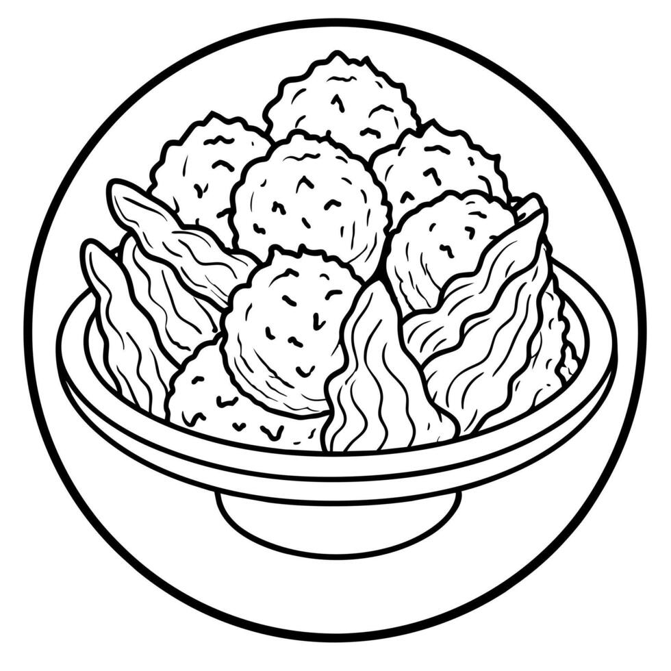 Fried chicken outline illustration coloring book page line art drawing vector