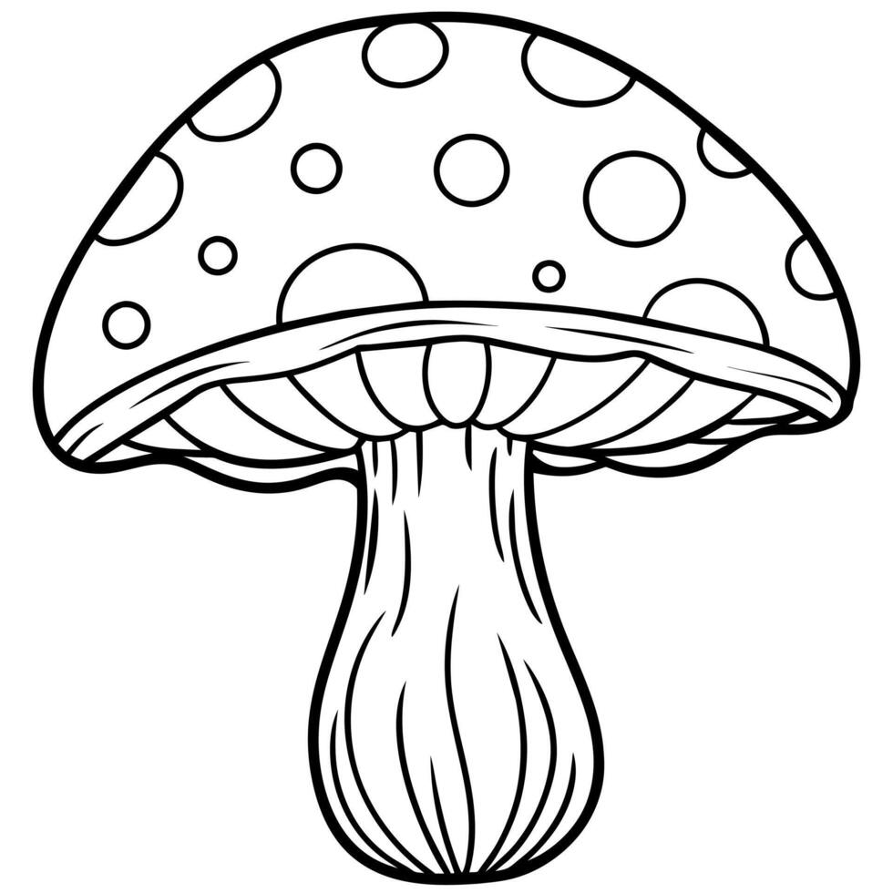 Mushroom outline illustration digital coloring book page line art drawing vector