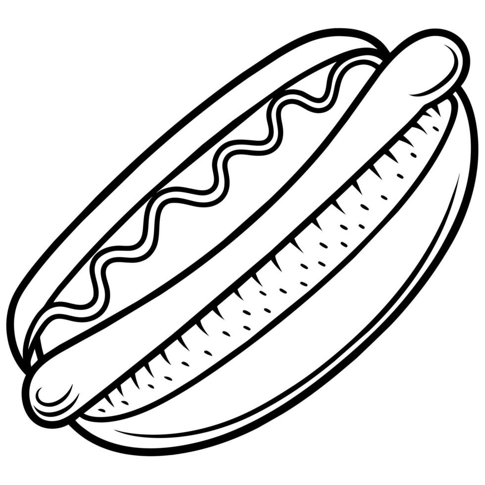 Hot Dog outline illustration coloring book page line art drawing vector
