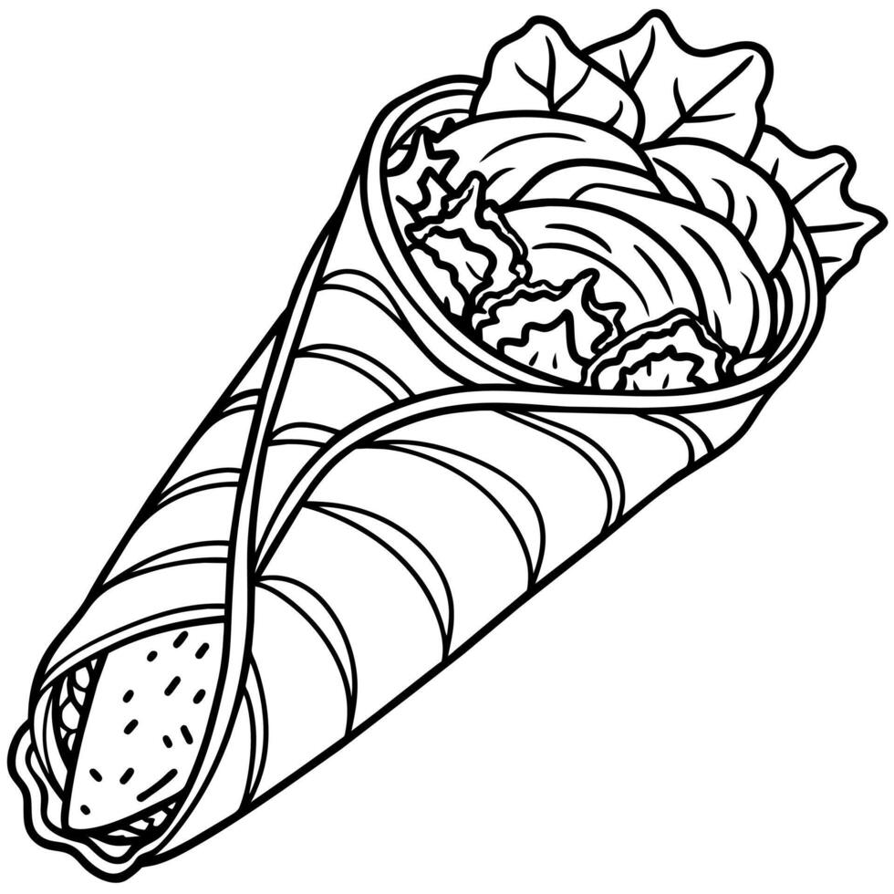 Kebab outline illustration digital coloring book page line art drawing vector