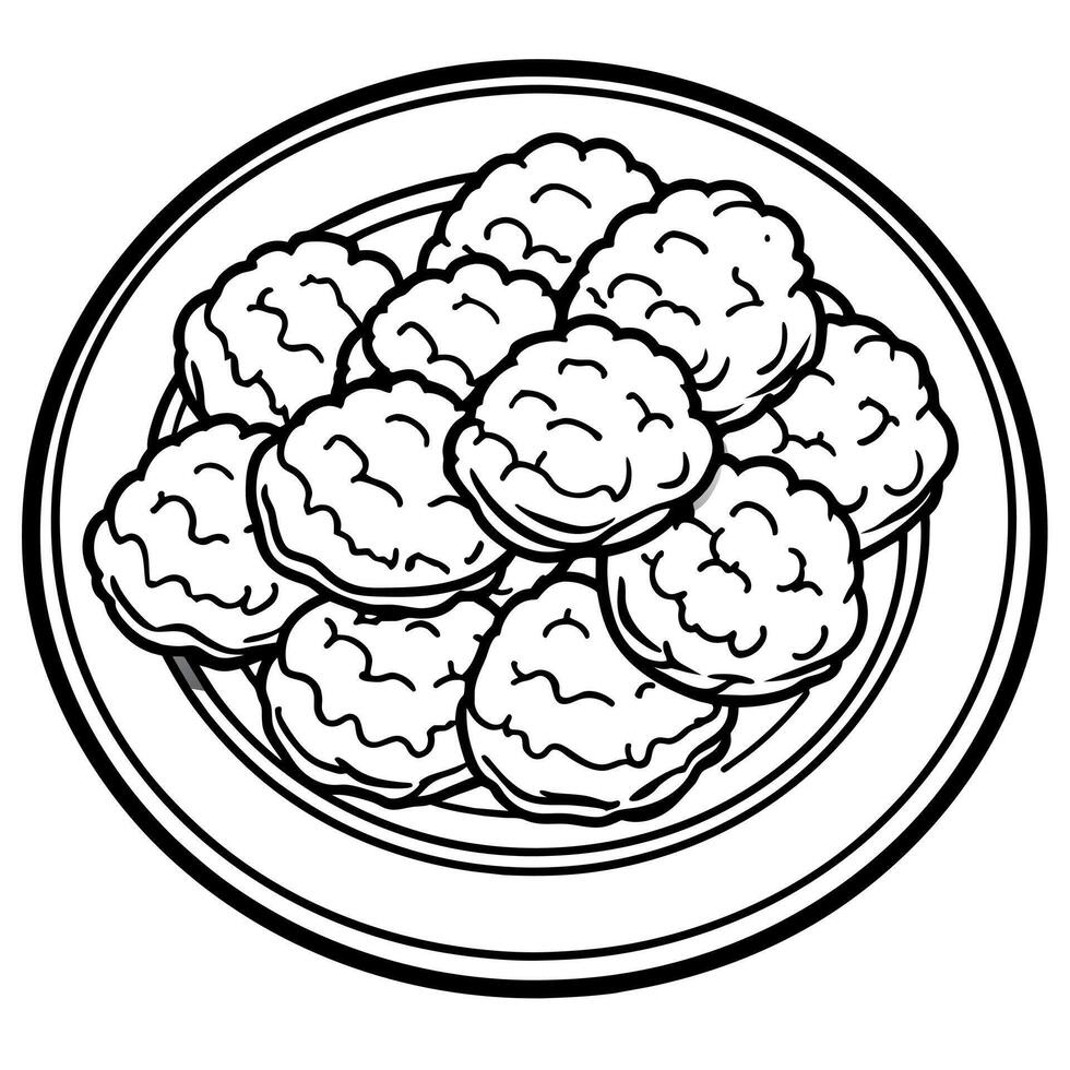 Chicken Nuggets outline illustration digital coloring book page line art drawing vector