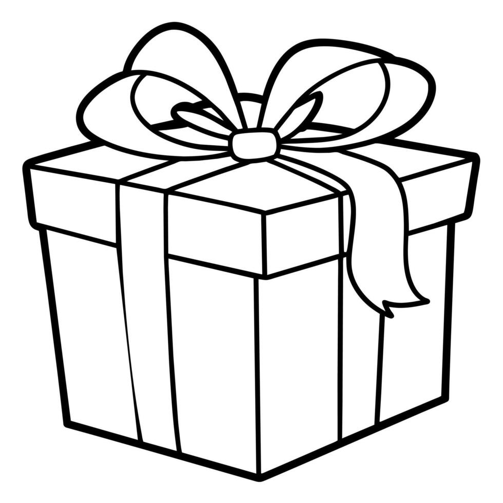 Gift Box outline illustration digital coloring book page line art drawing vector