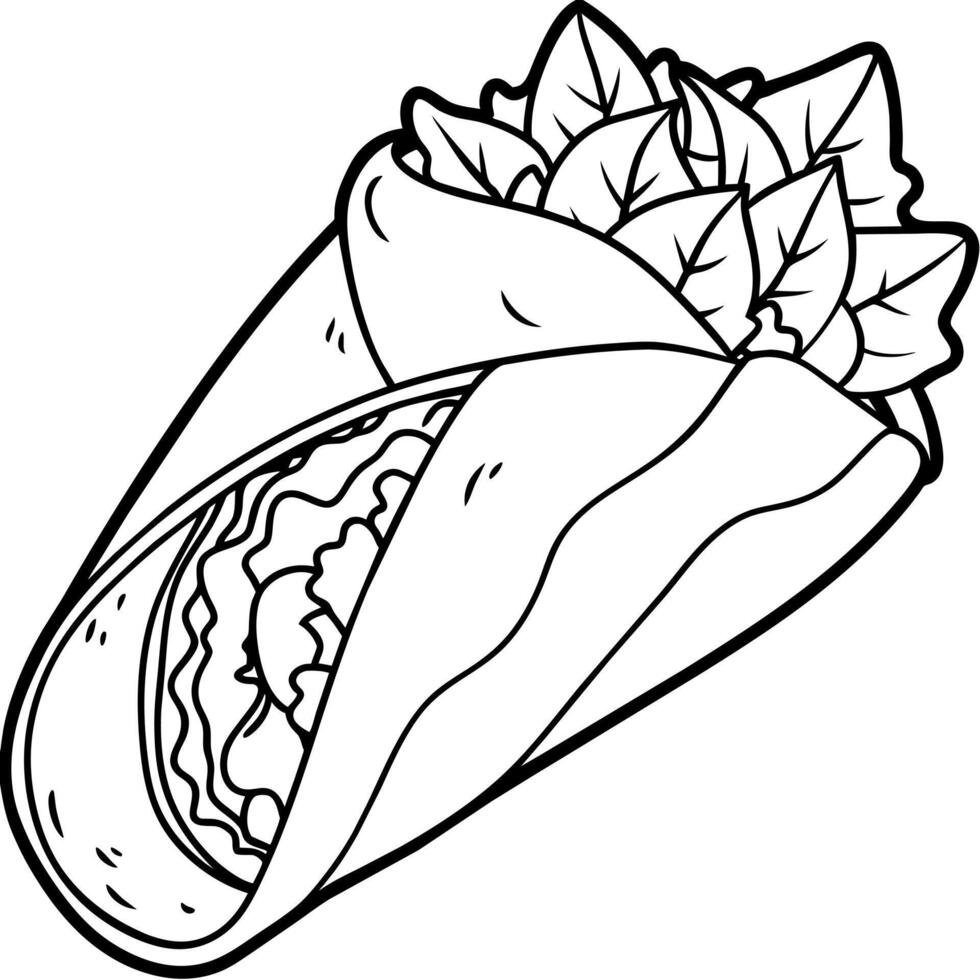 burrito digital contorno colorante página ilustración vector