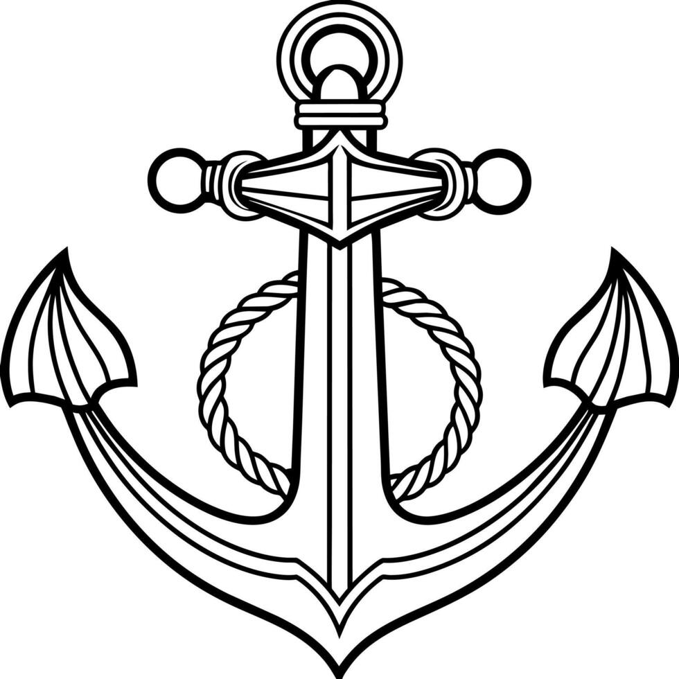 Ship Anchor outline illustration digital coloring book page line art drawing vector
