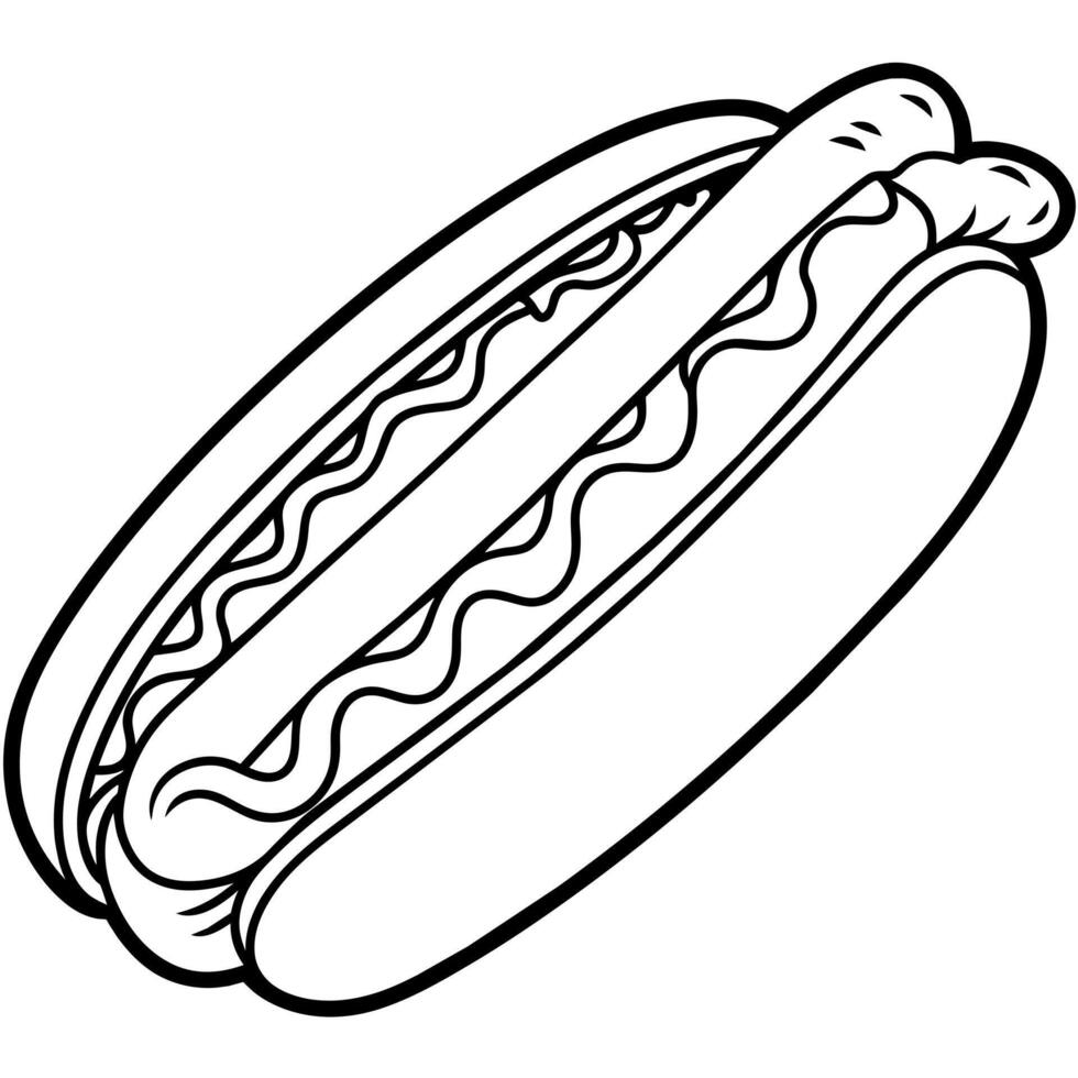 Hot Dog outline illustration coloring book page line art drawing vector