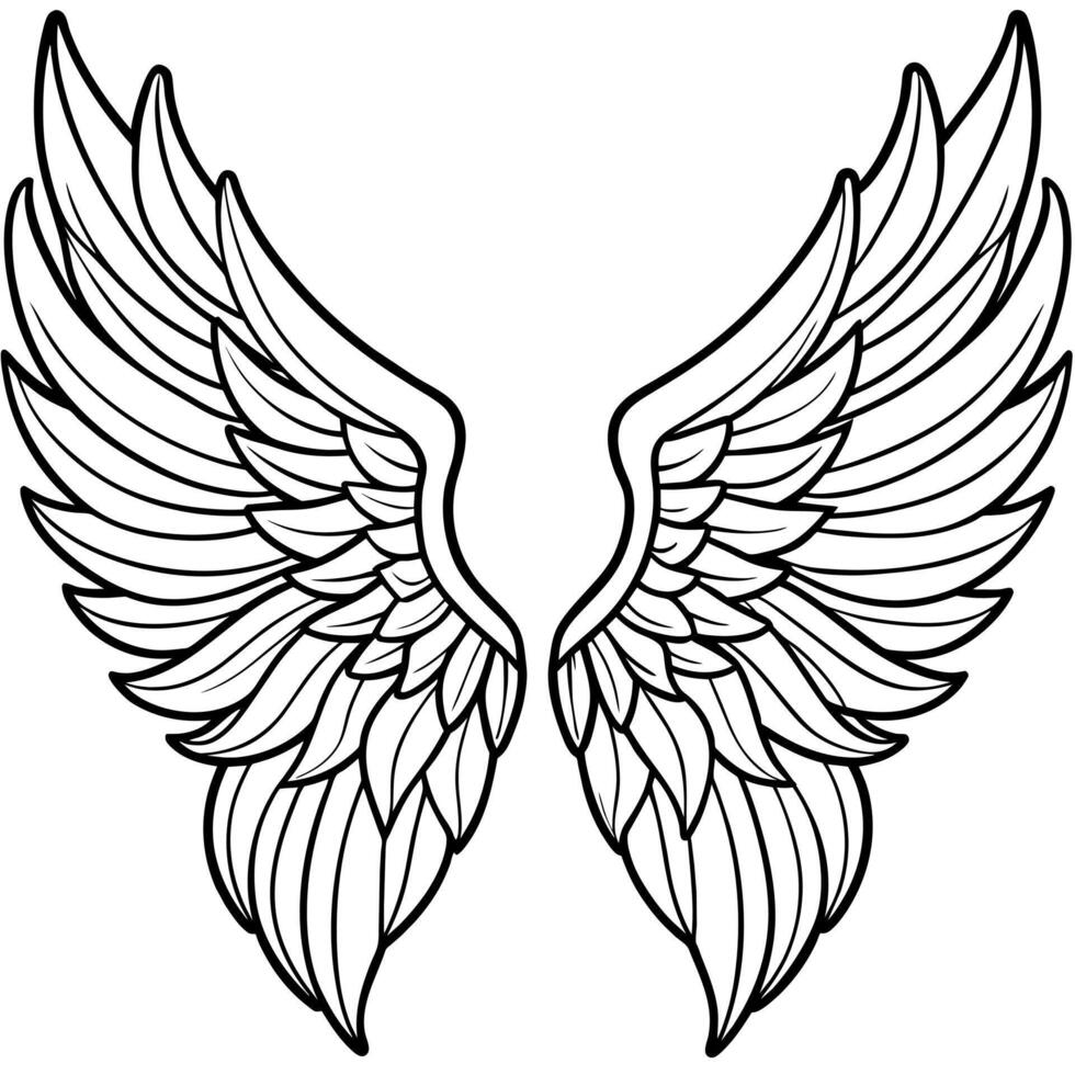 Angel wings outline illustration digital coloring book page line art vector