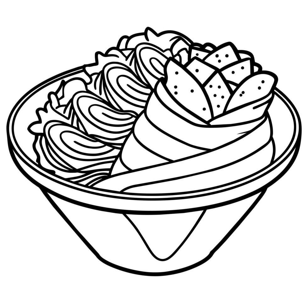 Shawarma outline illustration coloring book page line art drawing vector